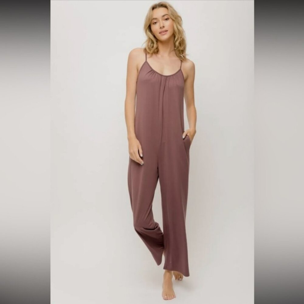 420. Jumpsuit Soft Jersey Merlot Jumpsuit W/Adjustable Straps NEW Item NWT S,M,L
